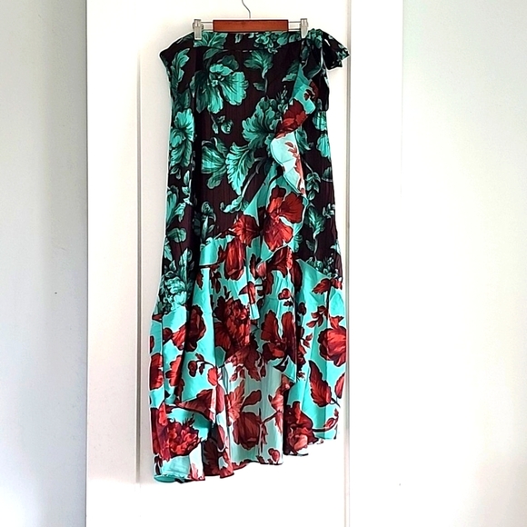 NWT Anthropologie Maeve Ruffle Wrap High Low Maxi Skirt in Turquoise - Picture 3 of 7